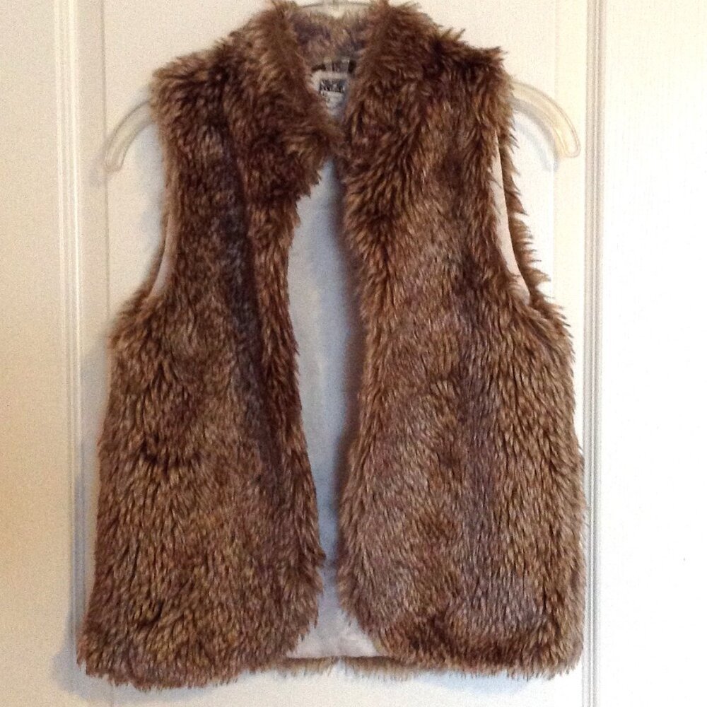 Tape A L'oeil Girls Brown Faux Fur Vest 12 Years Y2K Hippie Lined Cozy Warm